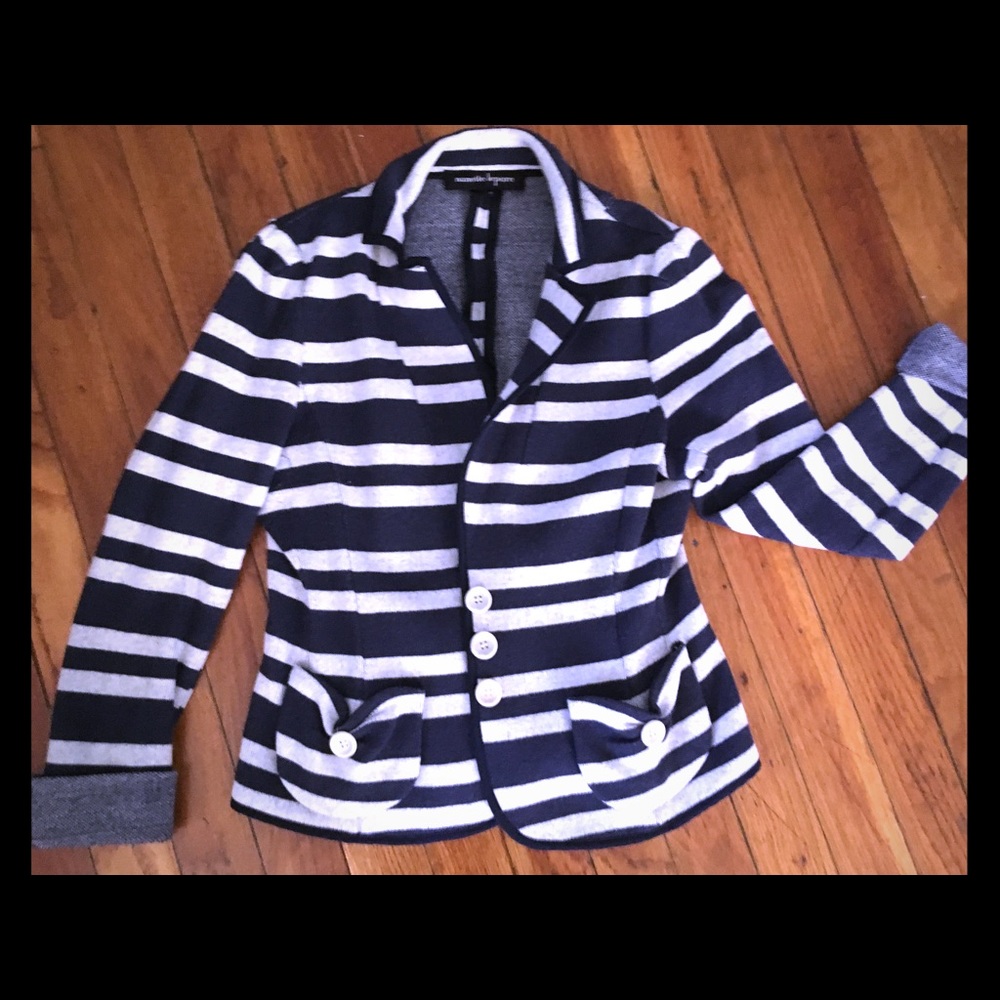 Navy and White Knit Blazer